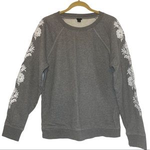 J.Crew gray sweatshirt w/ Embroidered Flowers